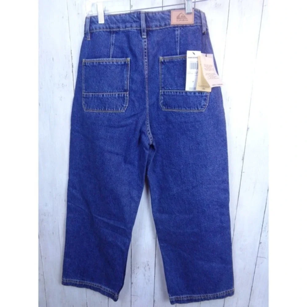 QuickSilver Hopeful Land High Waisted‎ Wide Leg Cropped Jeans Button Fly Size 28